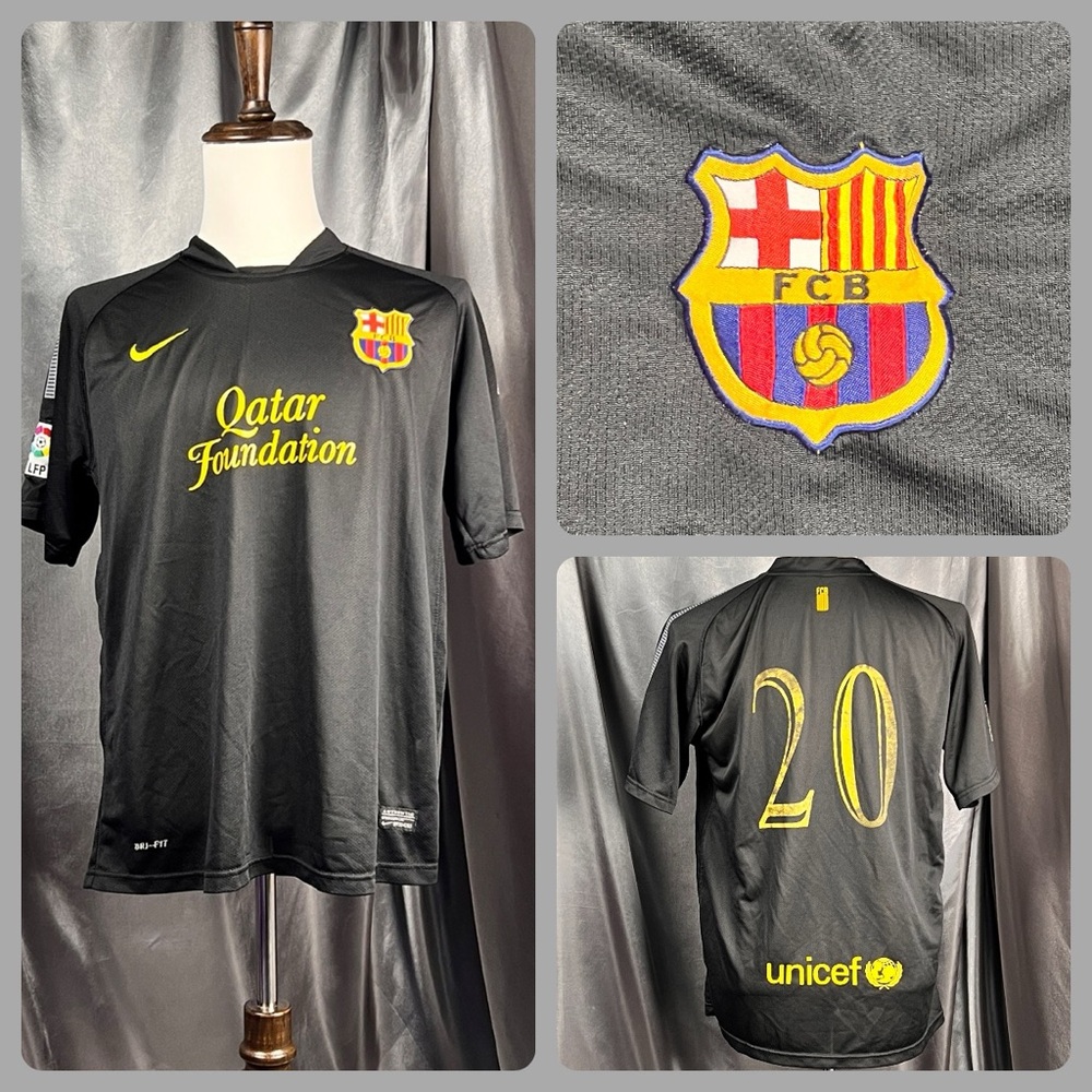 Original Barcelona Soccer Jersey 2011 /2012 Away Football Shirt Mens‎ L #20 RARE